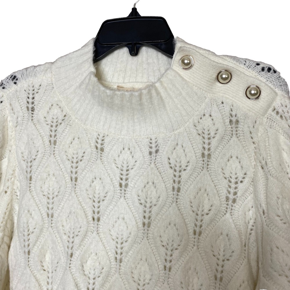 Soft Surroundings Women's 1X Ensley Button Detail Cutout Knit Tunic Sweater Soft - Picture 3 of 13